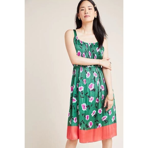 Anthropologie Dresses & Skirts - Anthropologie Mireille Pleated Floral Dress Small Colorful Capsule Minimalist